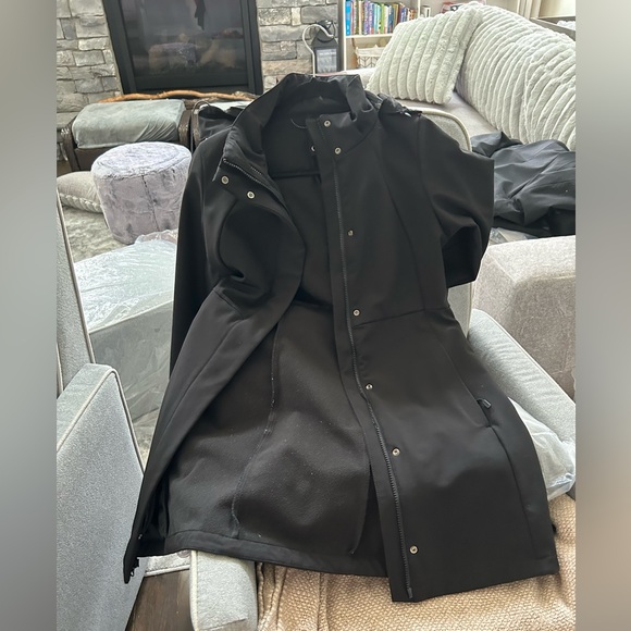 Black 3/4 length jacket winter coat hoodie Rain water proof jacket  XS - Small - Picture 4 of 5